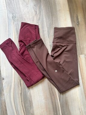 Lululemon Legging Bundle-NWOT Brown Ribbed High-Rise Leggings & Burgundy Pair